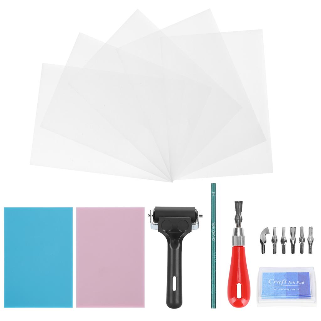 Rubber Stamp Making Kit Roller Carving Block Printmaking Set Professional Art Craft Tool