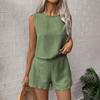 Women's Vacation Style Sleeveless Top and Shorts Summer Clothes Set