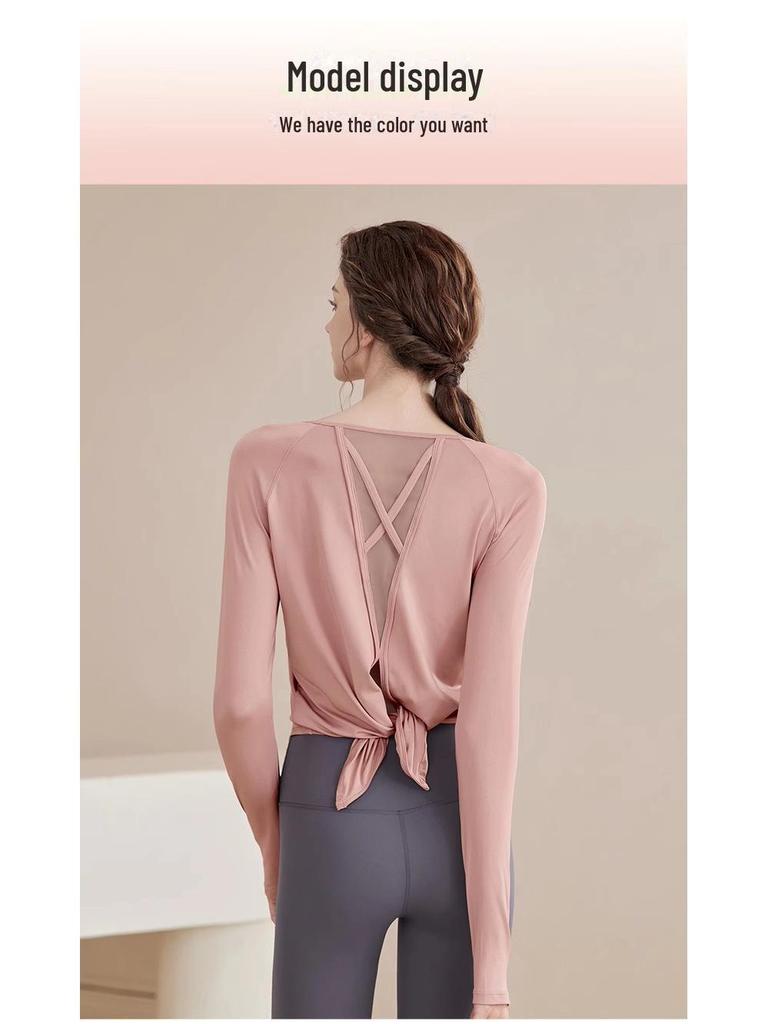 Women's Quick-Dry Mesh Yoga Tops - Long-Sleeve, Breathable Pilates Fitness Wear