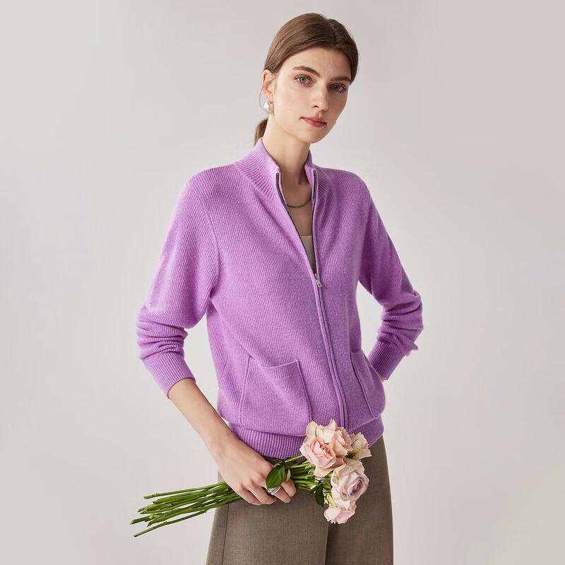 Zhaojun Women's Cashmere Zipper Cardigan