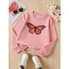 Kids Sweatshirt Round-neck , Orange Butterfly Wing Pattern , Crewneck Sweatshirt, Soft & Comfortable, Versatile Casual Wear , Outdoor Sports