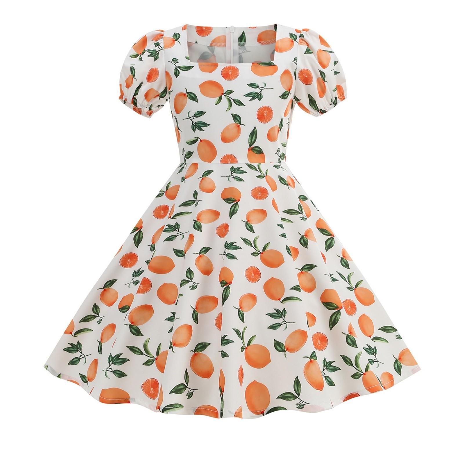 

Платье с коротким рукавом для девочек с фруктовым принтом. Элегантное платье принцессы. 150 винный