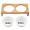 Cat Dog Feeders Bowl Pet Food Water Bowl 1/2 Bowls Ceramic Tableware Bamboo Frame Antiskid Pet Supplies Dog Cat Feeding Bowl