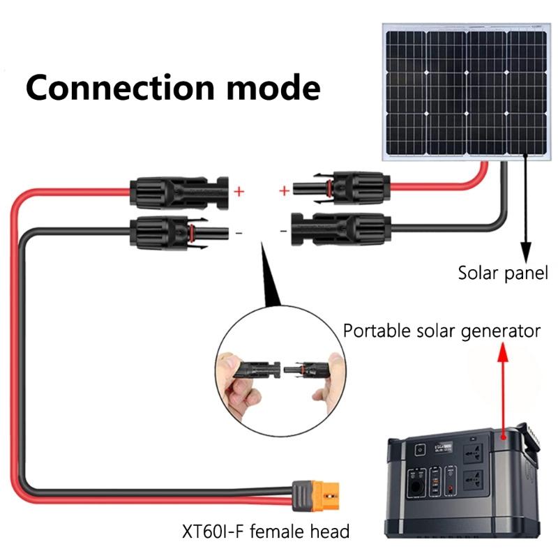 Solar Panel Extension Cable XT60 1015 12AWG for Solar Generator Connection High Efficiency