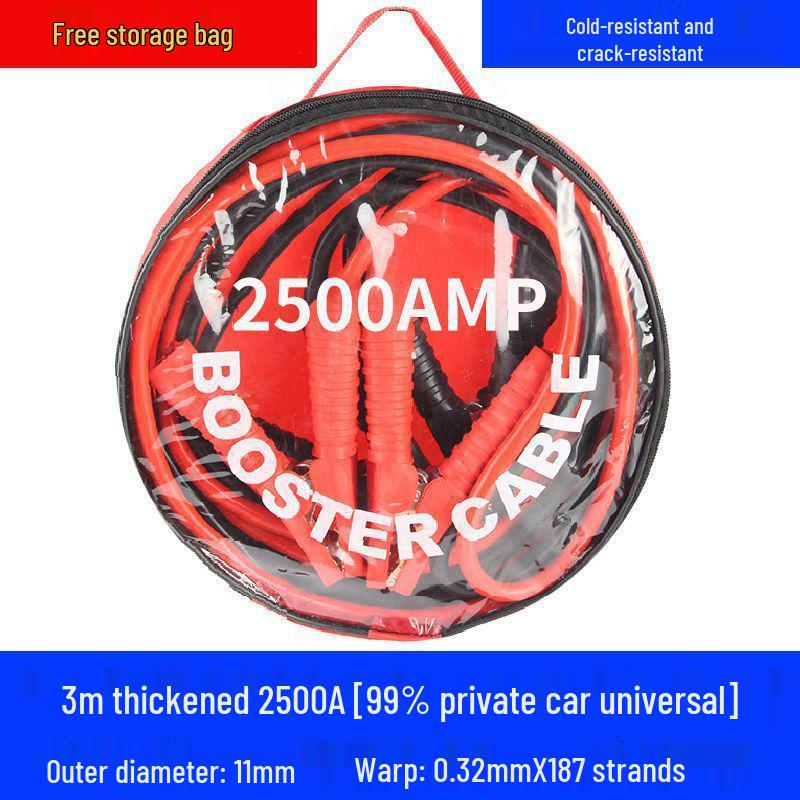 Extra Thick Car-to-Car Jumper Cables with Antifreeze Protection for Emergency Battery Start