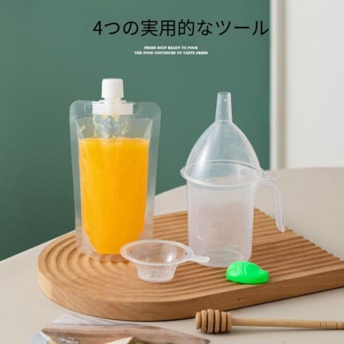 WOHANMU 100-Piece Spout Pouch, Clear Storage Container with Spout, for Drinks, Juice, 100ml, 150ml, 200ml, 250ml, Drink Bags, Plastic Bags, Packs, Con