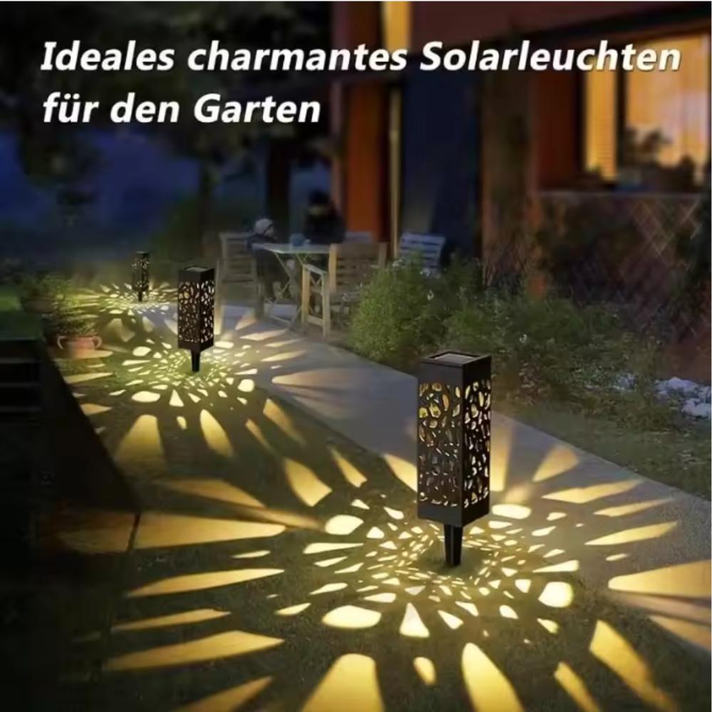Solar Garden Pathway Lights Waterproof LED Lawn Lamps with Unique Hollow Patterns Sensor for Outdoor Decorative Illumination
