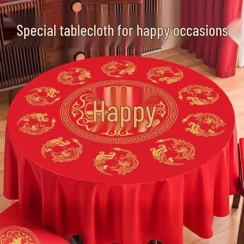 Pure Red Disposable Plastic Tablecloth