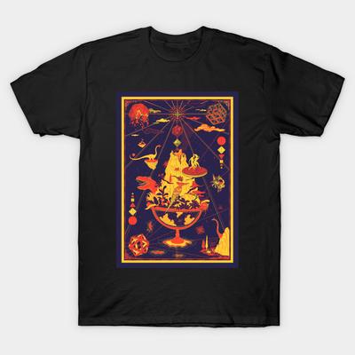Men Black Print T-shirt Cartography Earth Exploration No-Cut Heat Transfer Print Cotton Tshirt