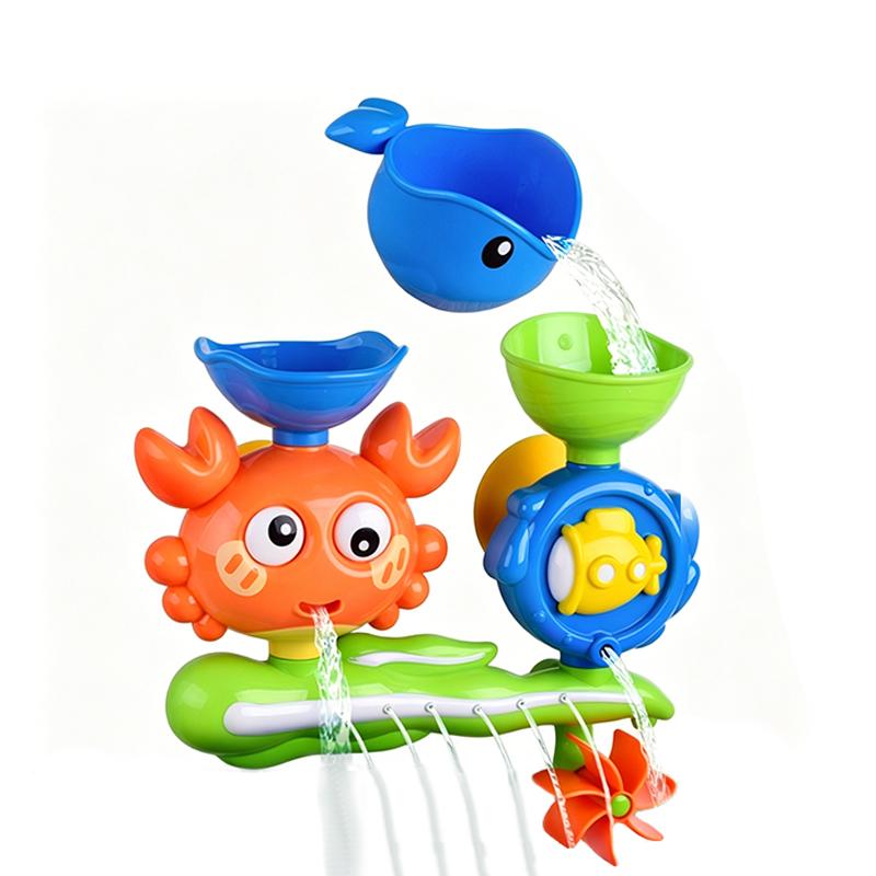 Baby Bath Toy Play Water In Crab Flower Shape Interactive Waterwheel Fun In Shower Bathtub with Suction Cup In Kid Children Gift