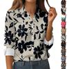 Women's Button Down Prints Shirt Long Sleeve Shirt Business Work Tops Casual With Pockets Jacket