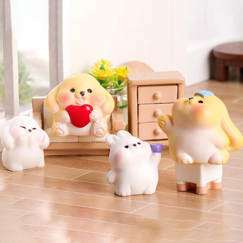 Creative Mini Cute Rabbit Small Ornament Cartoon Kawaii Bunny Micro Landscape Decoration Crafts Car Interior Accessories Gifts