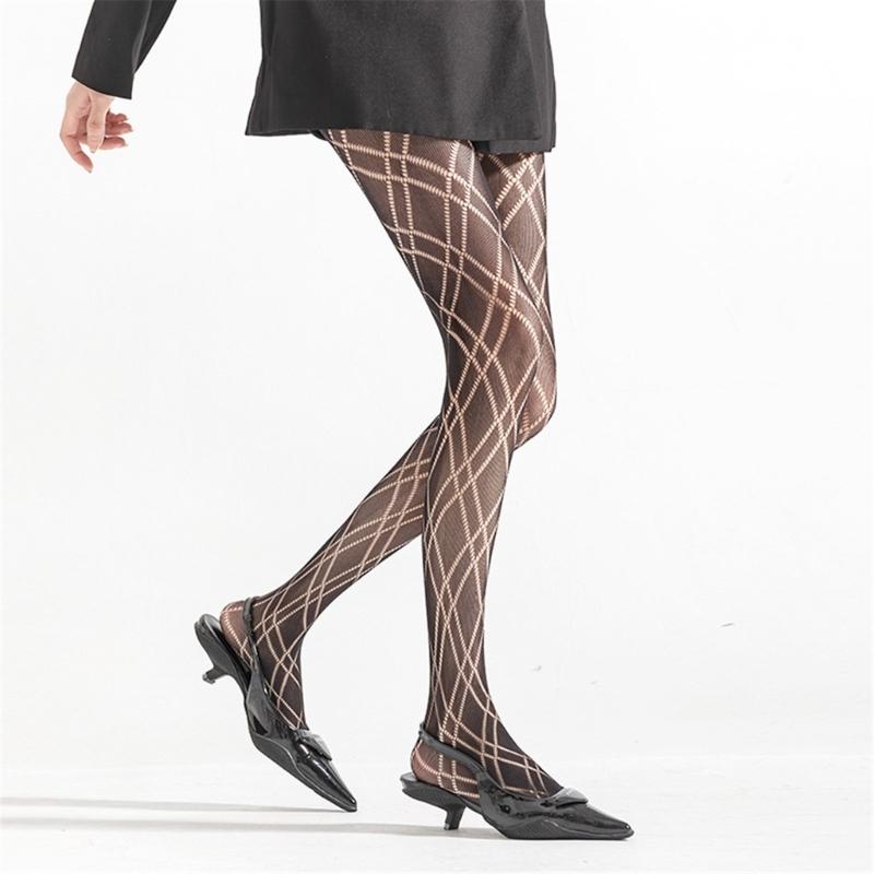 Gemusterte Strumpfhosen Netzstrumpfhosen mit Rautenmuster Leggings mit kleinem Lochmuster Netz-Pantyhose Party Clubwear