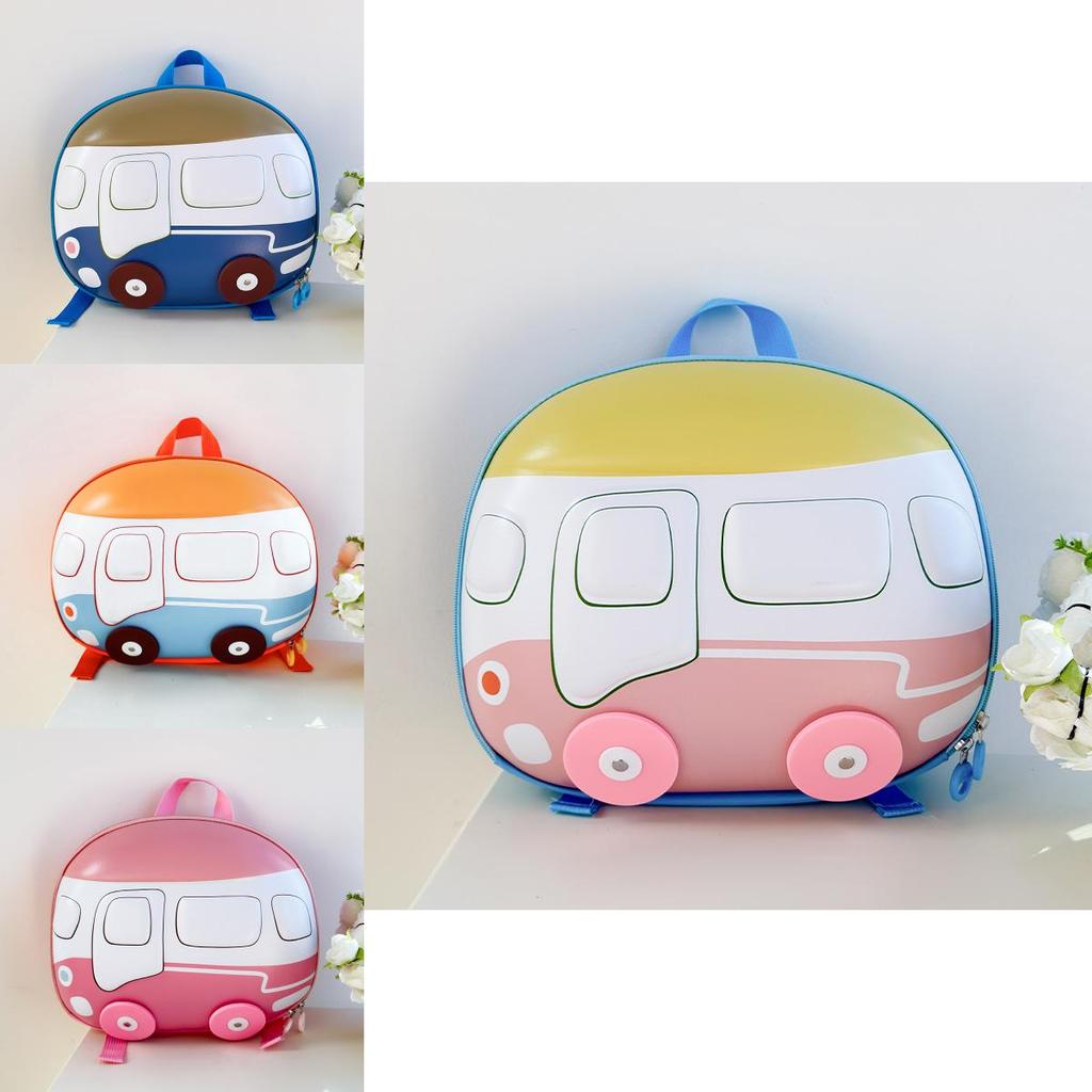 Adorable Cartoon Car Backpack For Children Durable Lightweight Nylon Design For School Use