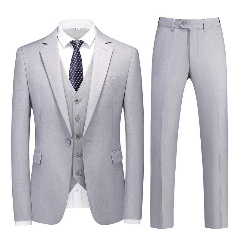 Men's Three-Piece Suit Set with One-Button, Double Vents, and Elastic Waist