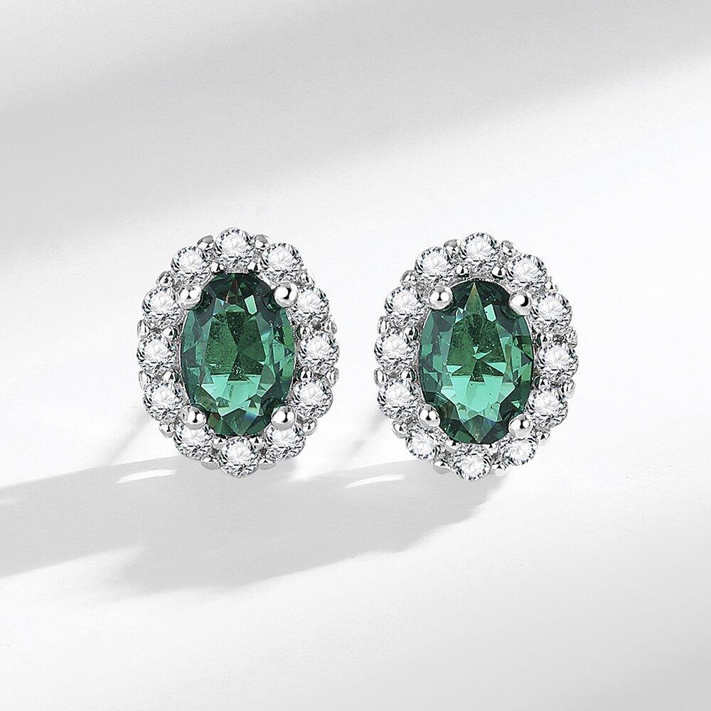 2026 Emerald Fashion Women's Zircon Ring Gemstone Pendant Necklace Earring Set Jewelry