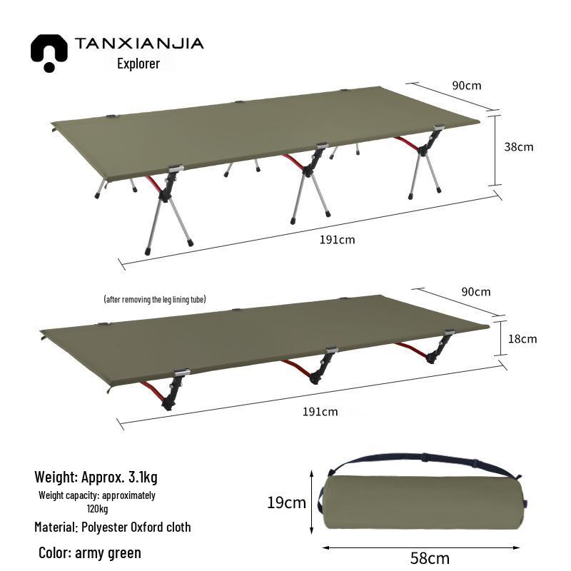 Ultra-Light Portable Aluminum Folding Camp Bed for Outdoor Camping