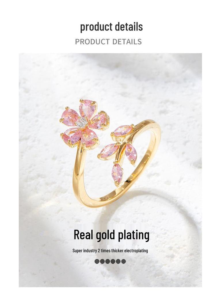 Elegant Gold-Plated Adjustable Wheat Ear Open Ring