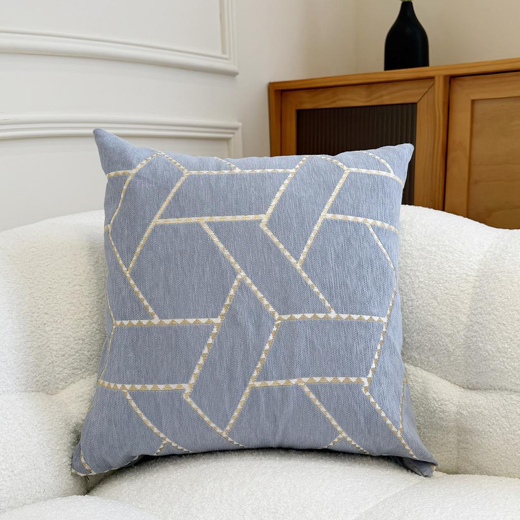 New Simple Pillows Morandi Color Geometric Jacquard Chenille Pillow Case Sofa Living Room Backrest