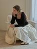 B Muse Mansion Satin Tuck Flare Skirt - Ivory