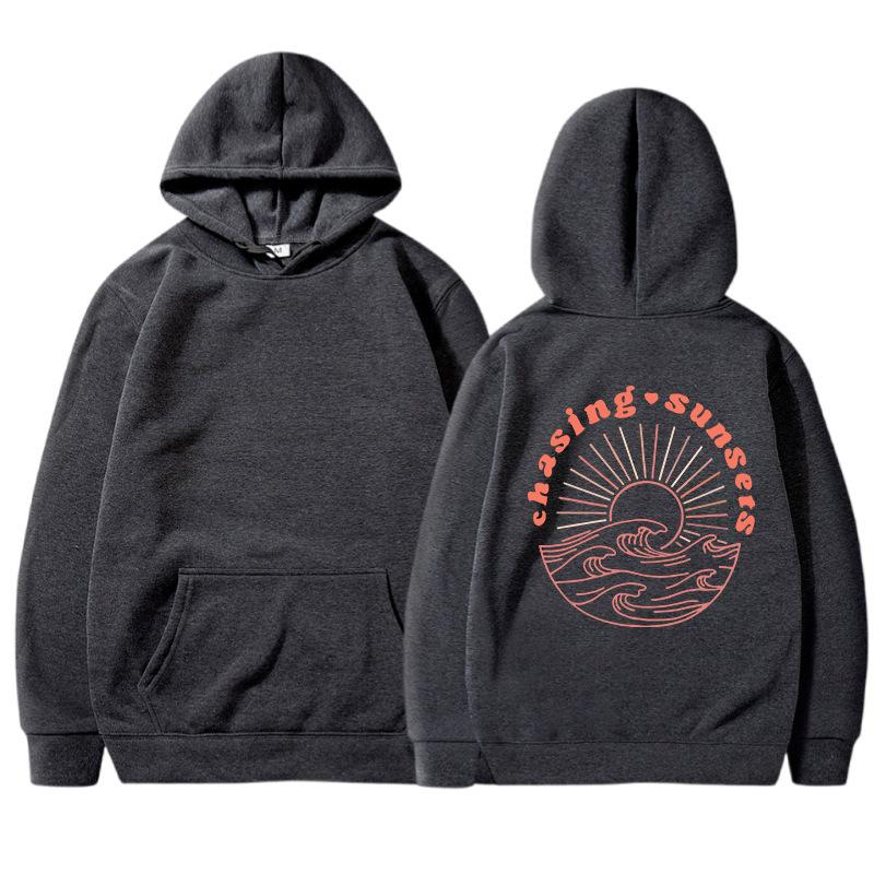 Chasing Sunsers Damen Fleece-Hoodie mit Buchstaben-Slogan-Print Kängurutasche Kordelzug Print-Hoodie
