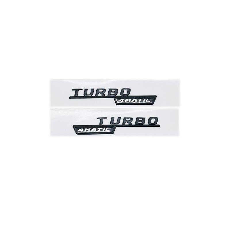 

2pcs ABS Car Fender Turbo 4MATIC Logo Emblem Badge Sticker For Mercedes Benz A45 C117 CLA 35 45 GLA45 X247 GLE53 AMG Accessories