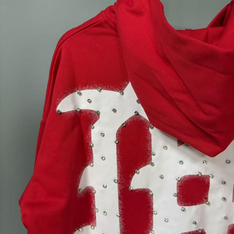 Mixed Emotion Zip-Up Hoodie Sweatshirt Men Women Letter Rhinestone Decor Casual Outerwear