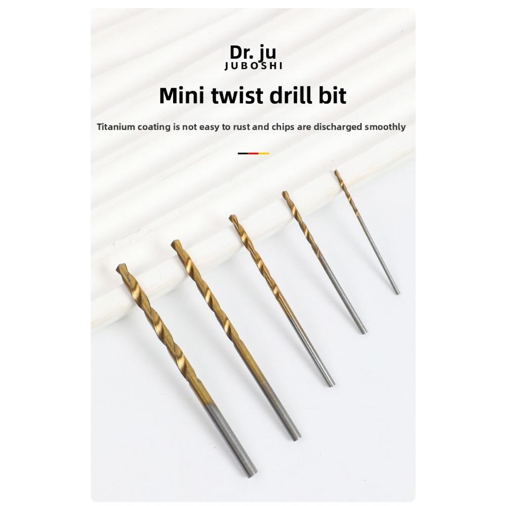 50pc Titanium Plated Fried Dough Twists Drill Set 1-3mm Small Drill Electric Drill Set DIY Woodworking Drill Bit