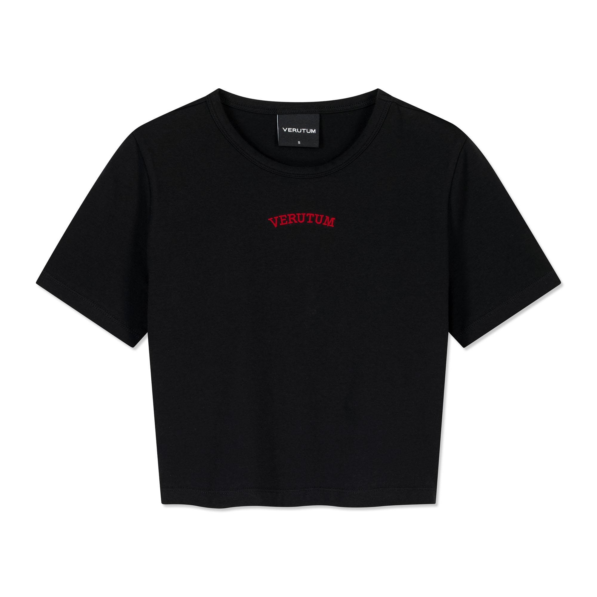 Verutum Ivy League Slim Crop T-Shirt Black M