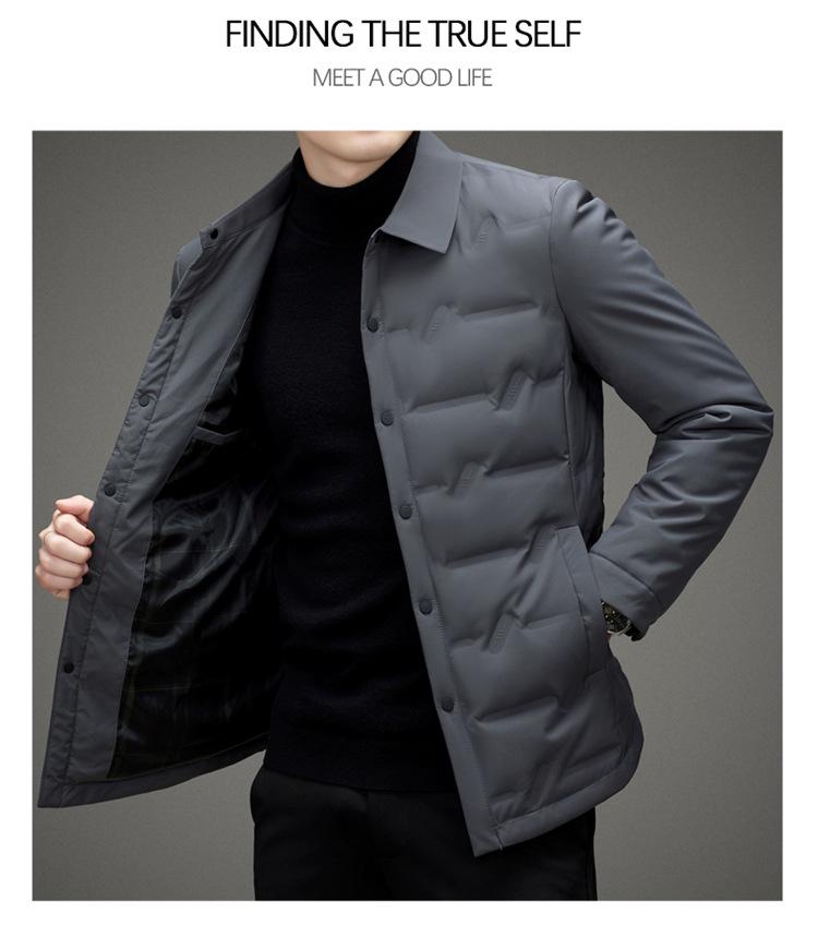 2025 Herren Slim-Fit Winter-Daunenjacke aus weißer Entendaune - Polyester Business Casual Oberbekleidung
