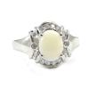 Bague Argent 'Déesse Opale' Blanc argenté (rhodié) - 14x12 mm