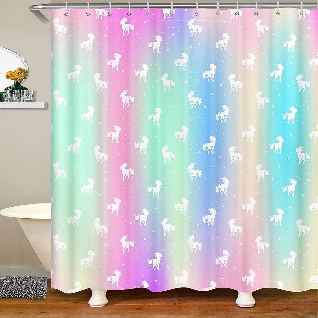 Unicorn Shower Curtain,Purple Galaxy Shower Curtains,Fantasy Starry Sky Pattern Bath Curtain for Bathroom Showers Girls Bathtub