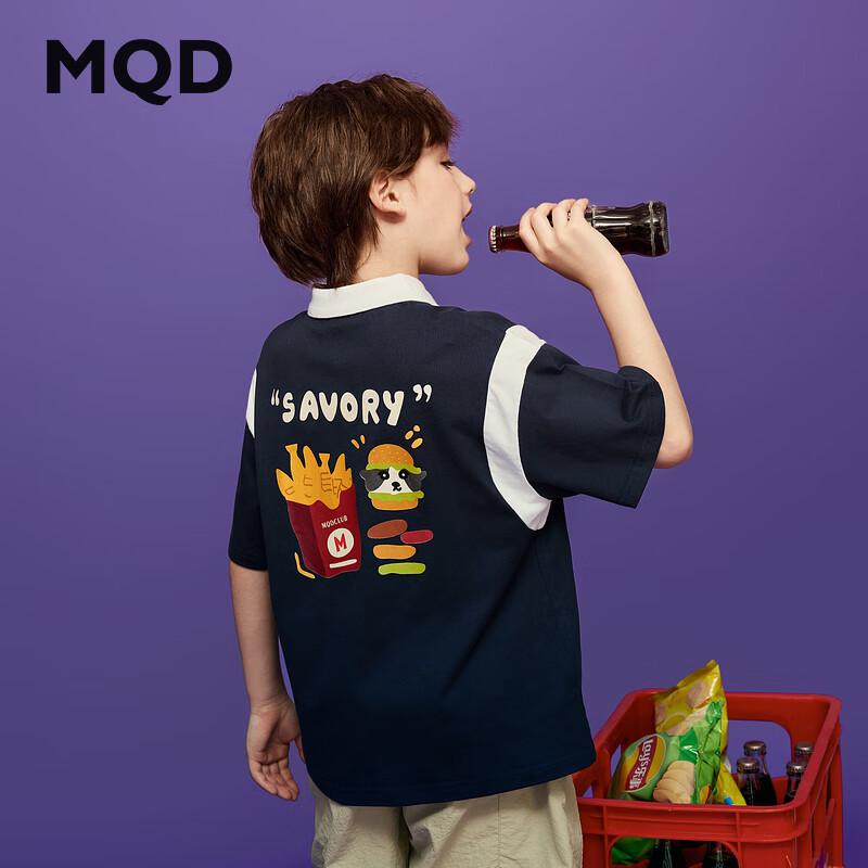 MQD Boys  Summer College Style Lapel Polo T-shirt with Back Graphic 110cm