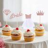 8pcs Rose Gold Bride Glitter Diamond Cupcake Topper Wedding Bridal Shower Cake DIY Decoration Bachelorette Hen Party Supplies