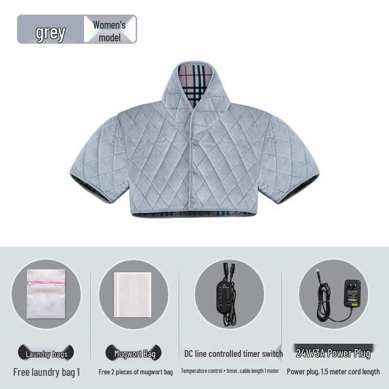 

Carbon Fiber Infrared Heating Shawl with Velvet - Warm Shoulder and Neck Compress Vest Women s Gray