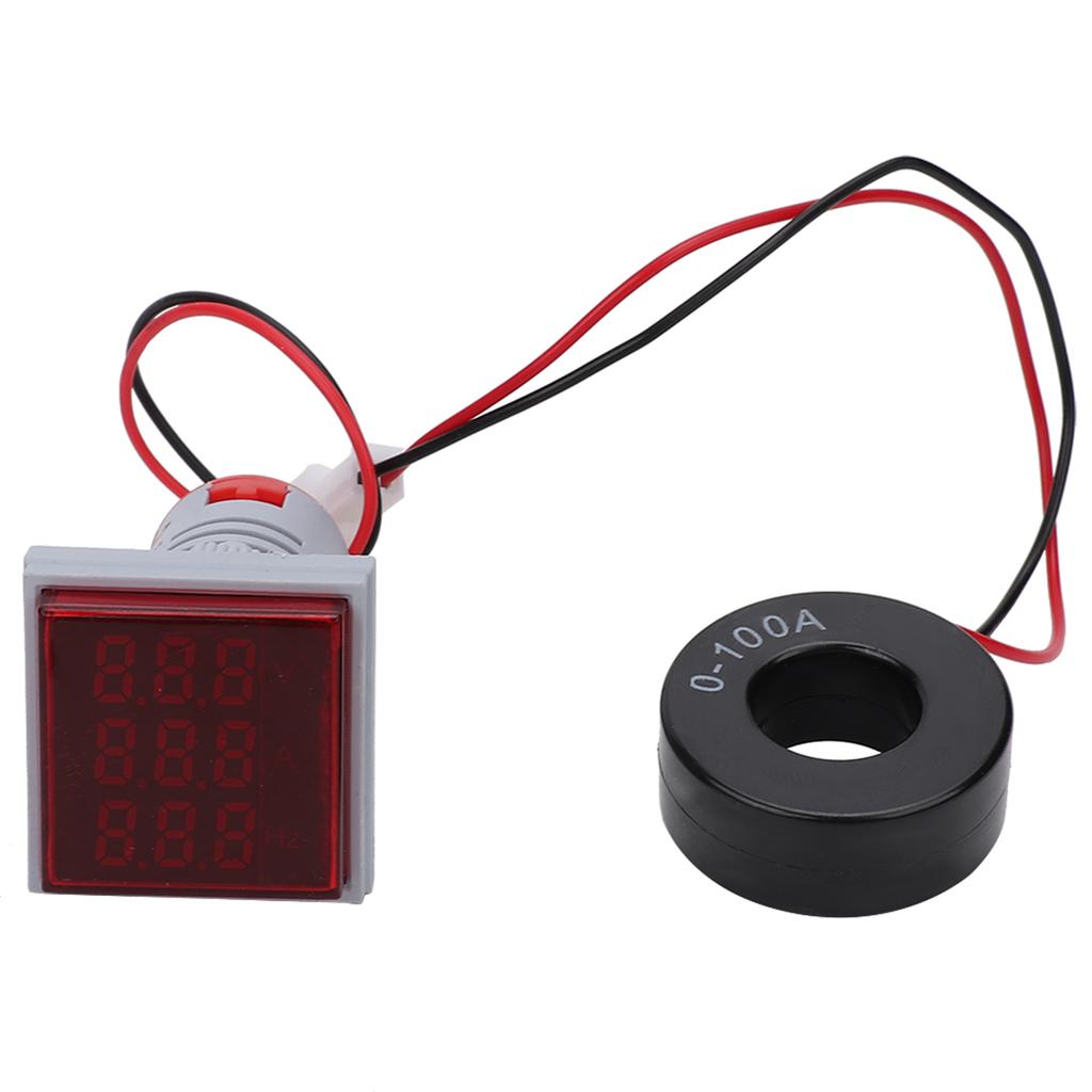 Quadratische digitale Anzeige AC Spannung Strom Frequenz 3 in 1 Signalanzeige Messgerät Licht(rot)