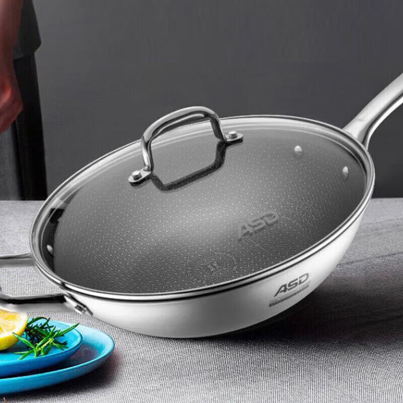 ASD 316L Stainless Steel Composite Wok 32CM