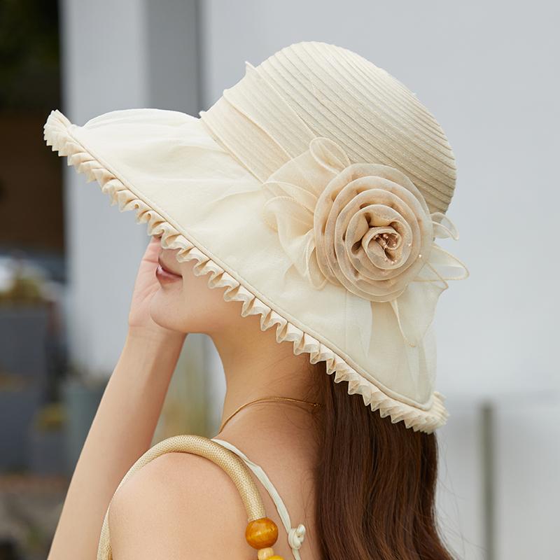2026 New Fashion Flowers Fisherman Hat Wide Brim Bucket Cap For Women Foldable Summer Beach Protection Sun Cap