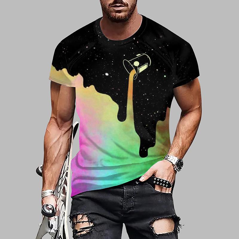 New Summer Men's Fashion T-shirt Personality Multicolored Printed Men's T-shirt Top