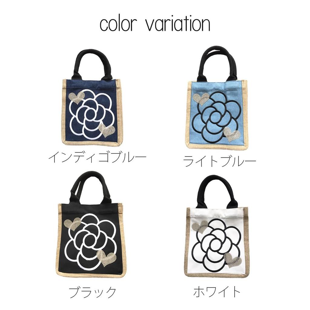 DIVA Rose Jute Bag for Women, Camellia Design, Stylish Linen Tote Bag, Basket Bag, Summer, Small, Lightweight Handbag, Camellia Jute Tote Bag (Light