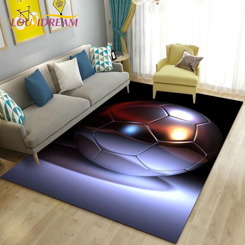 כדורגל כדורגל תלת מימד שטיח אזור ספורט, שטיח לסלון ספת חדר שינה שטיח לדלת קישוט מטבח, משחק לילדים מחצלת רצפה מונעת החלקה