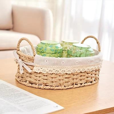 Imitation Rattan Rattan Storage Baskets Home Decoration Vegetable Fruit Hand-woven Baskets Multi-Purpose Toy Storage