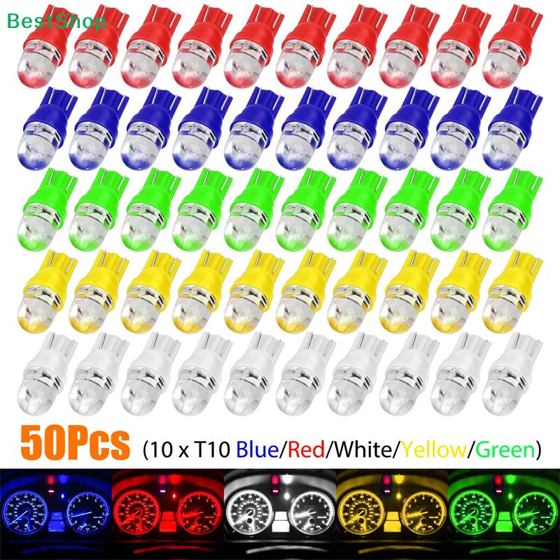 50PCS T10 LED Car Light Bulbs - 5-Color Dashboard & Dome Light Replacement Kit