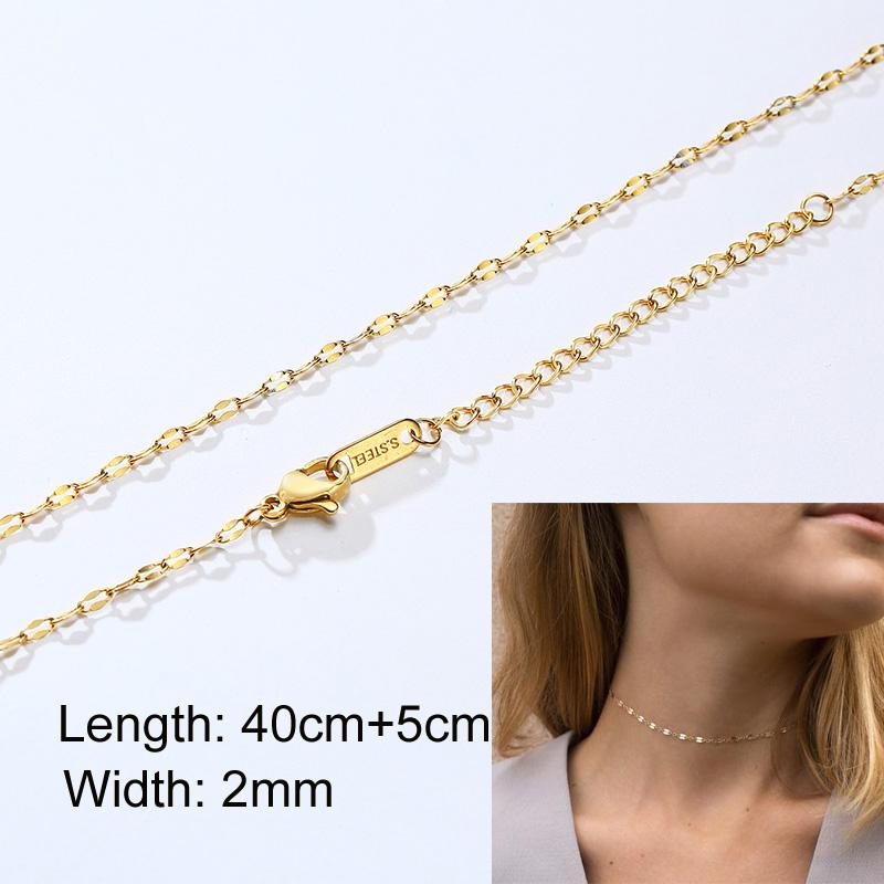

100% Stainless Steel Chain Necklace for Women Girls, Layered Clavicle Herringbone Choker Chain Necklaces Minimalism Jewelry