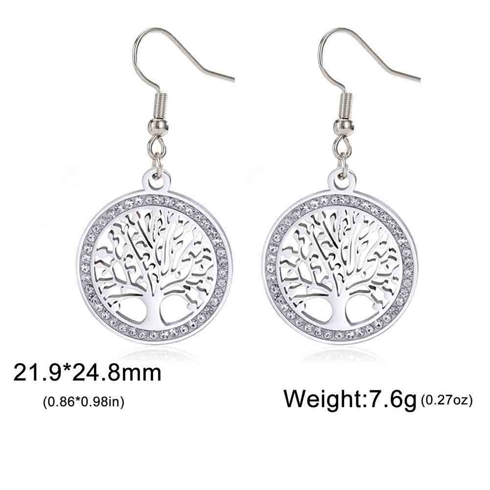 

LIKGREAT Tree of Life Stainless Steel Crystal Stud Earrings Stainless Steel Vintage Earrings Jewelry Birthday Gift Wholesale