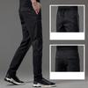 Spring Summer Cotton Men Casual Pants Elastic Waist Business Korean Fashion Straight Classic Solid Color Trousers Black Khaki