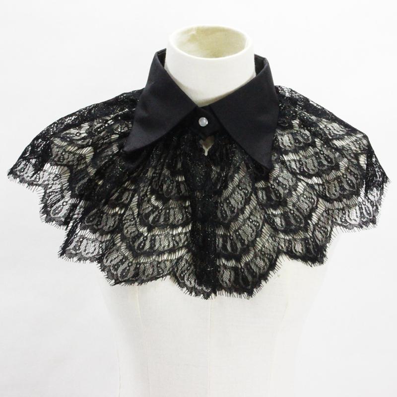 Elegant Hollow Embroidery High Collar Shawl Ruffled Fake Collar White Scarf Half Shirt Decorative Stand Collar