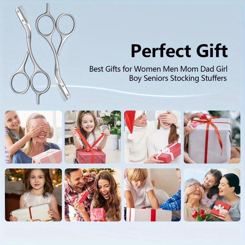 Professionele Roestvrijstalen Wenkbrauwschaar met Kam - Hypoallergeen Ergonomisch Tweehandig Ontwerp voor Precieze Vormgeving, Wenkbrauwschaar