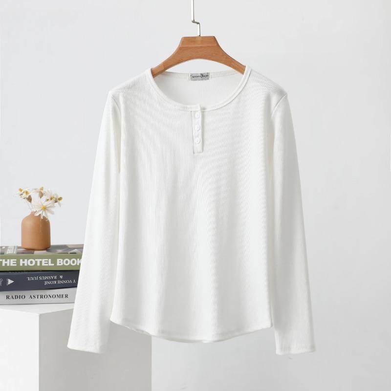 Пуловеры Топы Женские Длинные Рукава Осень Зима Блузка Оверсайз Круглый Вырез Свободная Рубашка с Длинным Рукавом Приталенные Пуловеры One Size