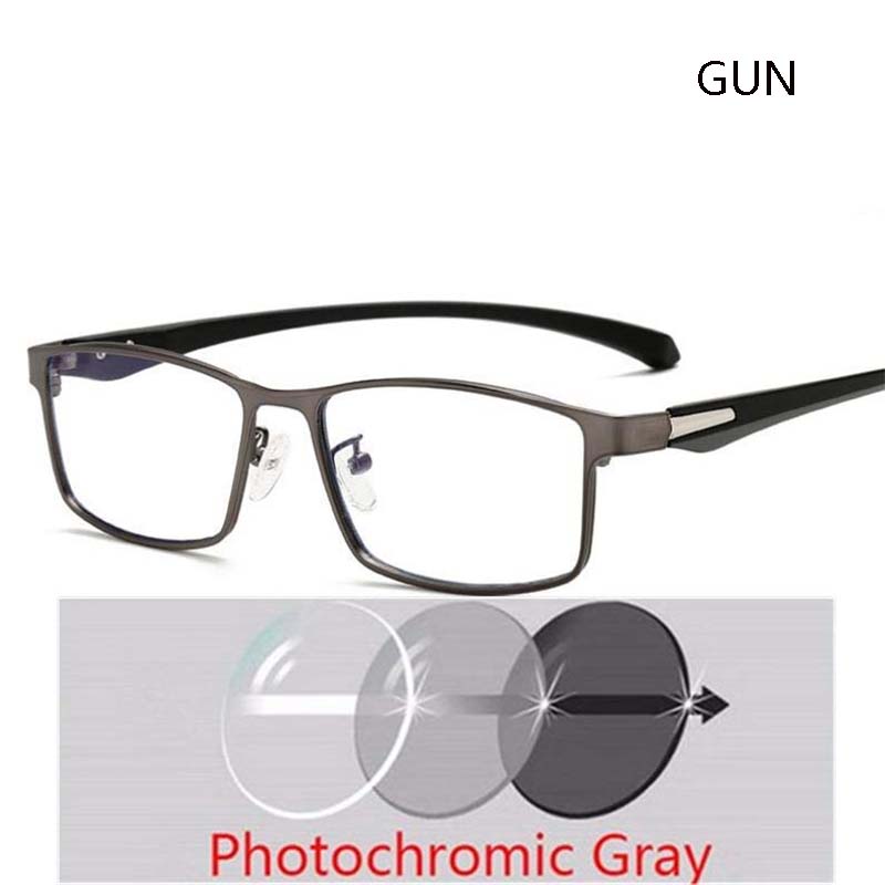 Full Frame Square Myopia Glasses Metal Anti Blue Light Prescription Spectacles 0 To 6 0 Degrees For Men Women